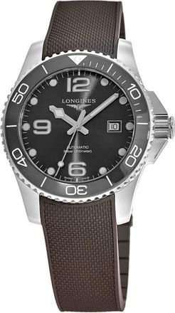 Longines HydroConquest Automatic 43mm Grey Dial Rubber Strap Mens Watch L3.782.4.76.9