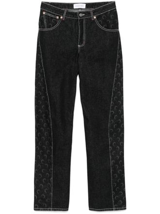 Marine Serre Jeans con stampa luna crescente - Nero
