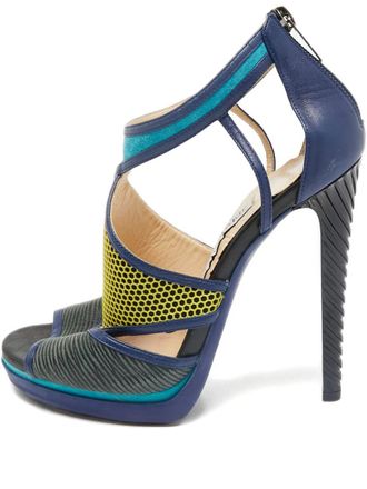 Jimmy Choo London 130 mm sandalen met plateauzool en mesh vlakken - Blauw