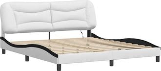 vidaXL Vidaxl - Estructura De Cama Con Luz Led Cuero Pe Blanco Negro 180x200 Cm