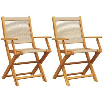 vidaXL Vidaxl - Sillas De Jard&iacute;n 2 Uds Madera Maciza Acacia Polipropileno Beige