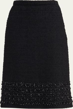 Valentino Garavani Embroidered Tweed Midi Skirt