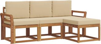 vidaXL Conjunto De Sof&aacute;s De Exterior 4 Uds. Natural Y Beige Vidaxl