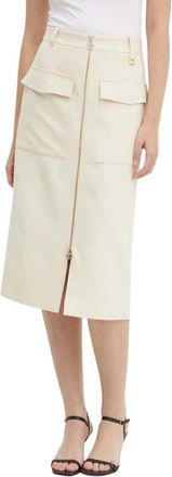 Joop Midirok met klepzakken - Dames - Midirokken - Beige - XS - Leer - Rokken