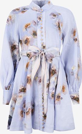 Zimmermann Kurzes Mao-Kragenkleid aus Leinenstoff Hypnotic