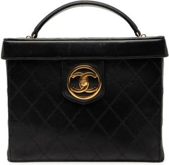 Chanel Pre-owned Vanity Bag - Dames - Vintage Handtas - Zwart - ONE Size - Leer - Vintage
