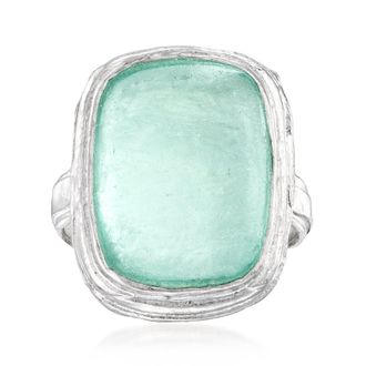 Ross-Simons Green Roman Glass Ring in Sterling Silver