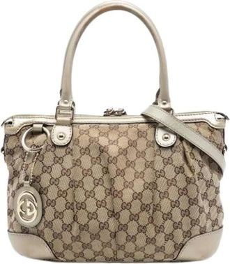 Gucci Pre-owned Handbags, female, Brown, Size: ONE SIZE Pre-owned Canvas Vintage Handbag