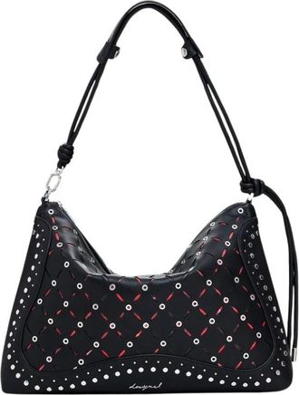 Desigual Zwarte Dameshandtas met Contrasterende Details - Dames - Schoudertassen - Zwart - ONE Size - Tassen