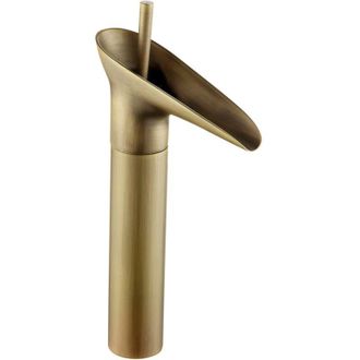 OEM Grifo De Ba&ntilde;o De Bronce Antiguo, Grifo De Lavabo Tipo Cascada, Grifo Monomando Alto Para Lavabo Con V&aacute;lvula Cer&aacute;mica, G 3/8 - Crezuo