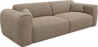Vente-Unique Sof&aacute; cama de 4 plazas expr&eacute;s en tela texturizada topo - Colch&oacute;n 16 cm viscoel&aacute;stico POGNIA