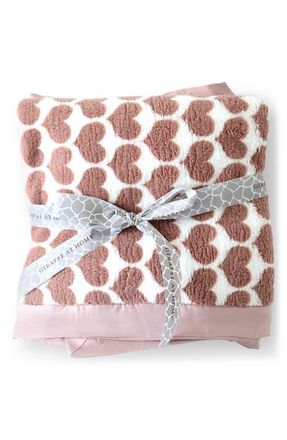 Little Giraffe Chenille Heart Throw Blanket in Dusty Pink at Nordstrom
