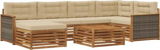 vidaXL Conjunto De Sof&aacute;s De Exterior 7 Uds. Natural Y Beige Vidaxl