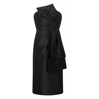 Alberta Ferretti Jurk tot op de knie Elegant - Dames - Feestkleedjes - Zwart - S - Polyester - Kleedjes