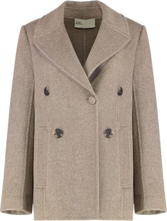 Tory Burch Wide Twill Jacket - Dames - Blazers - Beige - M - Wol - Jassen