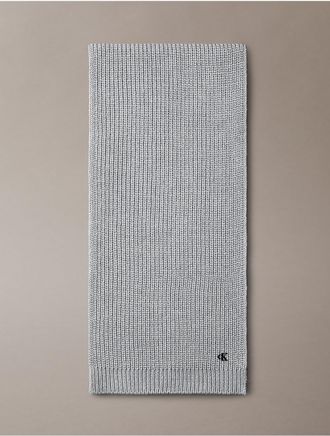 Calvin Klein Metallic Knit Scarf - Grey - OS
