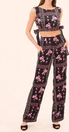 Misa Rita Pant In Midnight Lattice Satin