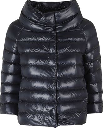 Herno Navy Blue Sofia Crater Neck Jewel Sleeves Polyamide Down Jacket