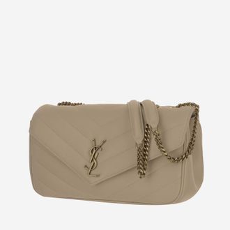 Saint Laurent Womens Medium Loulou Bag Beige Lambskin Shoulder