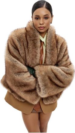 Cesare Gaspari Faux Fur Shearling Jassen - Dames - Jassen - Bruin - S - Polyester - Jassen
