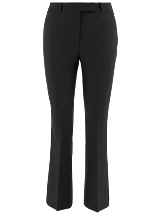 Ql2 Quelledue Black Tailored Stretch Wool-Blend Straight-Leg Pants