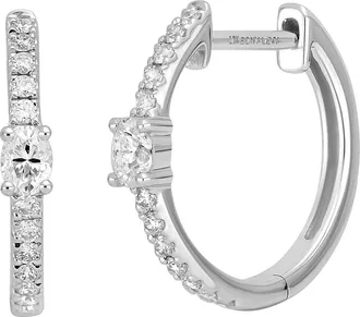 Bony Levy Audrey Oval Diamond Hoop Earrings (Nordstrom Exclusive) in 18K White Gold at Nordstrom