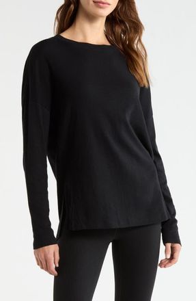 Zella Ease Up Long Sleeve T-Shirt in Black at Nordstrom, Size X-Large