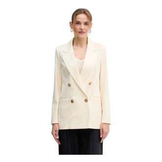 Benetton Dubbele-rijige blazer - Dames - Blazers - Beige - L - Wol - Jassen