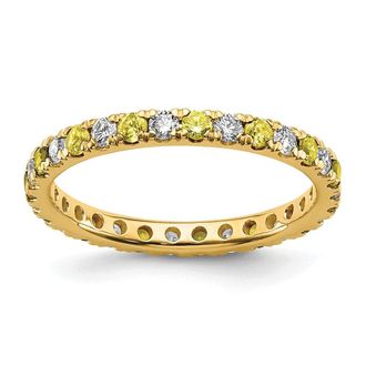 Diamond2Deal 14k Yellow Gold Lab Grown Diamond & Yellow Sapphire Eternity Wedding Band Ring 1/2Ct Clarity- VS Color- G-H