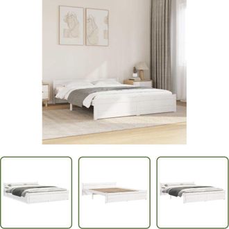 vidaXL Letto con testiera - Giroletto Bianco in Legno Massello 140x190 cm