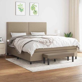 vidaXL Vidaxl - Cama Box Spring Con Colch&oacute;n Tela Gris Taupe 180x200 Cm