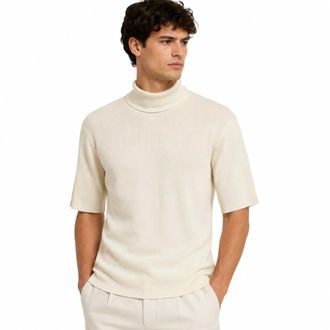 Dolce & Gabbana Turtlenecks, male, White, Size: M Silk Crew-Neck Sweater