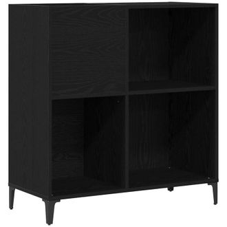 vidaXL Mueble De Discos Madera De Ingenier&iacute;a Roble Negro 84,5x38x89 Cm Vidaxl
