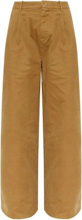 Jil Sander Pantalones de Sarga de Algod&oacute;n - Trousers - Mujer - Marr&oacute;n - XL