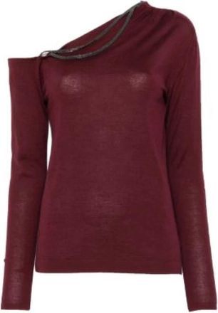 Brunello Cucinelli Brunello Cucinelli, Cashmere Knitwear, female, Brown, Size: M Off-Shoulder Sweater