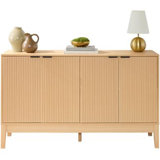 Best Choice Products 4-Door Reeded Storage Cabinet w/ Soft-Close Doors, Multipurpose Accent Furniture