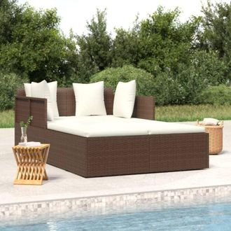 vidaXL Lettino con Cuscini Marrone 182x118x63 cm in Polyrattan - Vidaxl