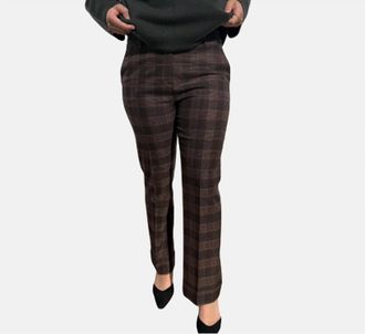 Via Masini Plaid Pants In Cognac