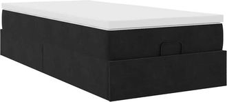vidaXL Estructura De Cama Otomana Colch&oacute;n Terciopelo Negro 100x200cm Vidaxl
