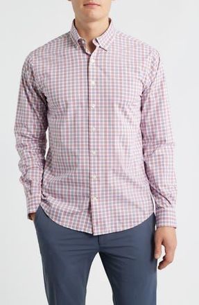 Johnnie-O Brantley Plaid Performance Button-Down Shirt in Malibu Red at Nordstrom Rack, Size Large