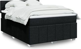 vidaXL Cama Box Spring Con Colch&oacute;n Tela Negro 140x200 Cm Vidaxl