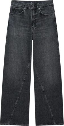 Anine Bing Zwarte Gewassen Panel Jeans - Dames - Loose Fit Jeans - Zwart - W30 - Katoen - Jeans