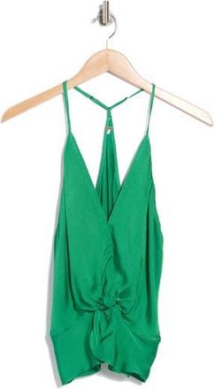 Young Fabulous & Broke Florence Twist Front Hammered Satin Camisole in Island Green at Nordstrom Rack, Size Large