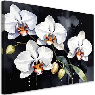 Feeby Cuadro En Lienzo Orqu&iacute;deas Blancas Flores Plantas Naturaleza 100x70