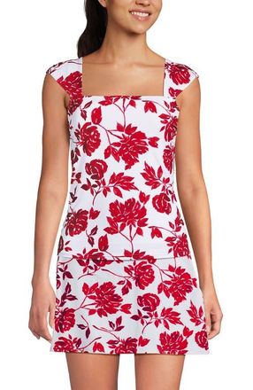 Lands End Womens Square Neck Underwire Square Back Tankini Swimsuit Top in Red Graphic Floral at Nordstrom, Size 18
