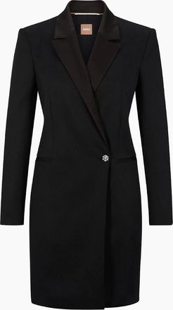 HUGO BOSS Womens Dackea Solid Patterned Blazer - Black - Size: 12