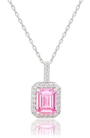 Suzy Levian Sapphire & Lab Created White Sapphire Tennis Necklace in Pink at Nordstrom Rack