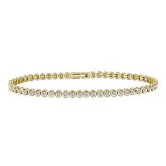 The Diamond Store 1ct Lab Diamond Tennis Bracelet Rub Over Style in 18K Gold Vermeil