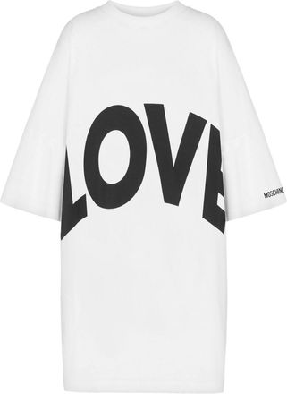 Moschino logo-print cotton dress - women - Cotton - 40 - White
