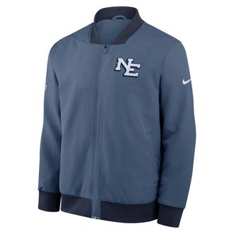 Nike New England Patriots Rivalries Collection Sideline Nike Mens NFL Full-Zip Bomber Jacket in Blue | 03AU0G9M8K-J63